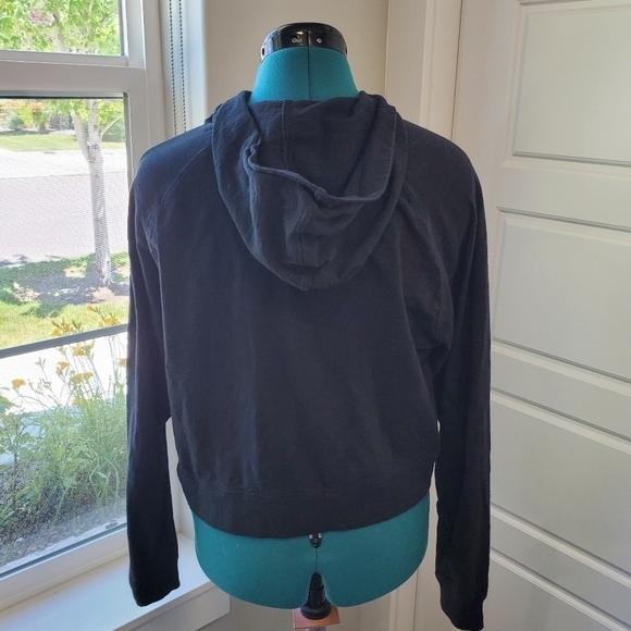 PINK VICTORIA'S SECRET BLACK LIGHTWEIGHT CROPPED HOODIE SWEATSHIRT WOMEN XS - Picture 4 of 13